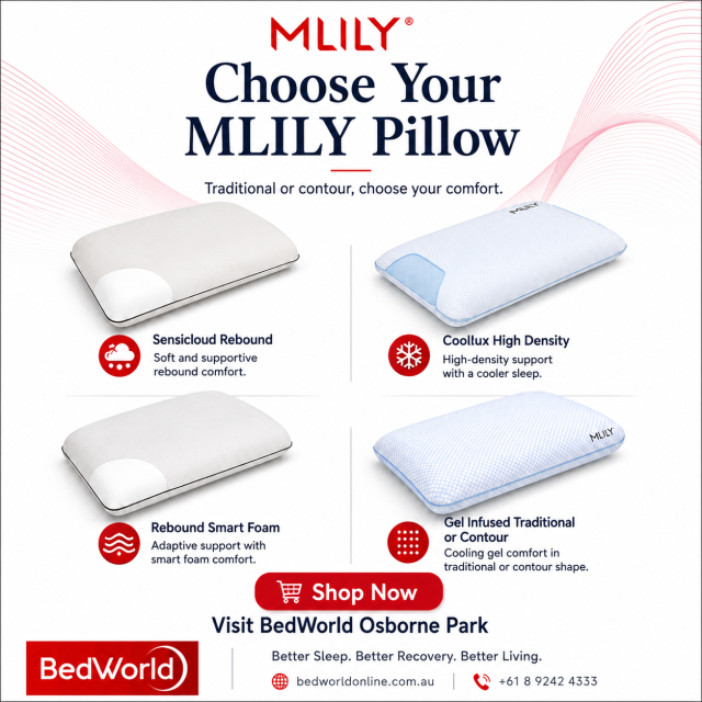 Find your perfect MLILY pillow at BedWorld. Choose from SensiCloud Rebound for soft responsive support, Rebound Smart Foam for back-sleeper comfort, Coollux High Density for cooling neck support, or Gel Infused traditional and contour options for cooler 