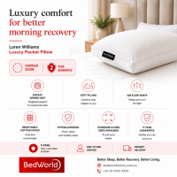 Wake up refreshed with the Loren Williams Luxury Pocket Pillow. Pocket spring support, breathable cotton cover, hypoallergenic filling, and airflow vents deliver superior comfort for deeper sleep, faster recovery, and lasting relaxation every night.