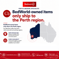 Shop BedWorld-owned bedding and mattresses in Perth. Our Perth-region delivery service makes quality beds, mattresses and bedroom essentials easy to get. Check availability today and bring better sleep home with BedWorld! Shop now for Perth delivery.