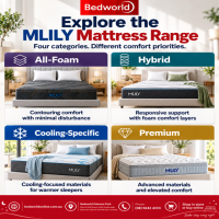 Explore the MLILY mattress range at Bedworld, featuring all-foam, hybrid, cooling-specific and premium options. Discover different comfort and support technologies designed to suit your sleep preferences and help you find the right mattress.